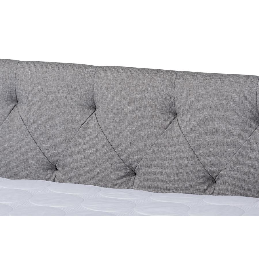 Haylie Modern and Contemporary Light Grey Fabric Upholstered Queen Size Daybed. Picture 4