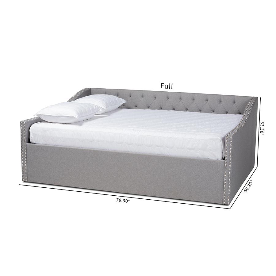 Haylie Modern and Contemporary Light Grey Fabric Upholstered Queen Size Daybed. Picture 8