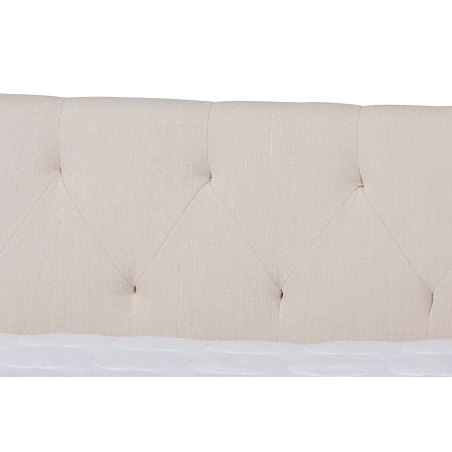 Haylie Modern and Contemporary Beige Fabric Upholstered Queen Size Daybed. Picture 4