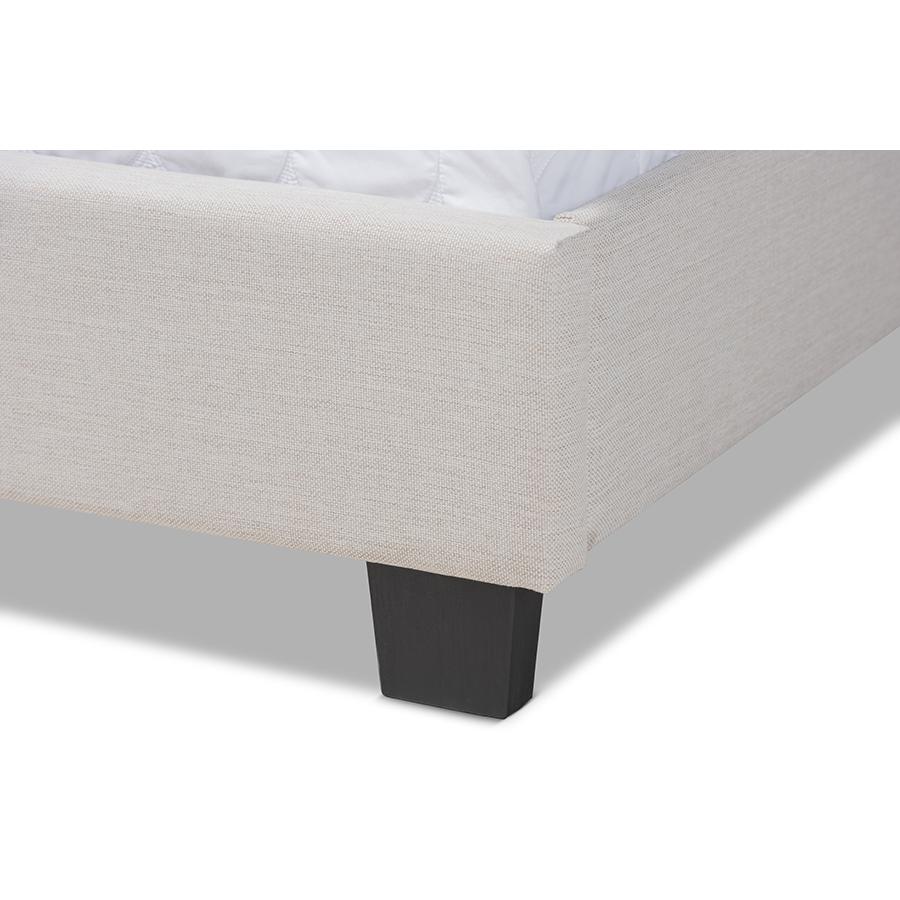 Ansa Modern and Contemporary Beige Fabric Upholstered Queen Size Bed. Picture 5