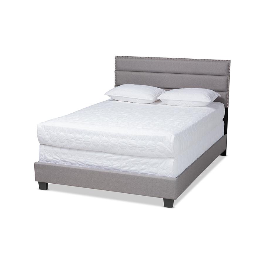Ansa Modern and Contemporary Grey Fabric Upholstered Queen Size Bed. Picture 1