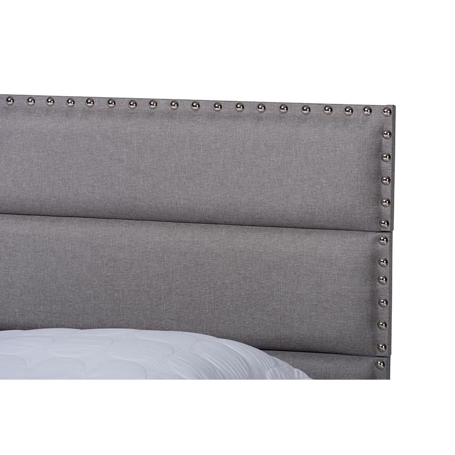 Ansa Modern and Contemporary Grey Fabric Upholstered Queen Size Bed. Picture 4