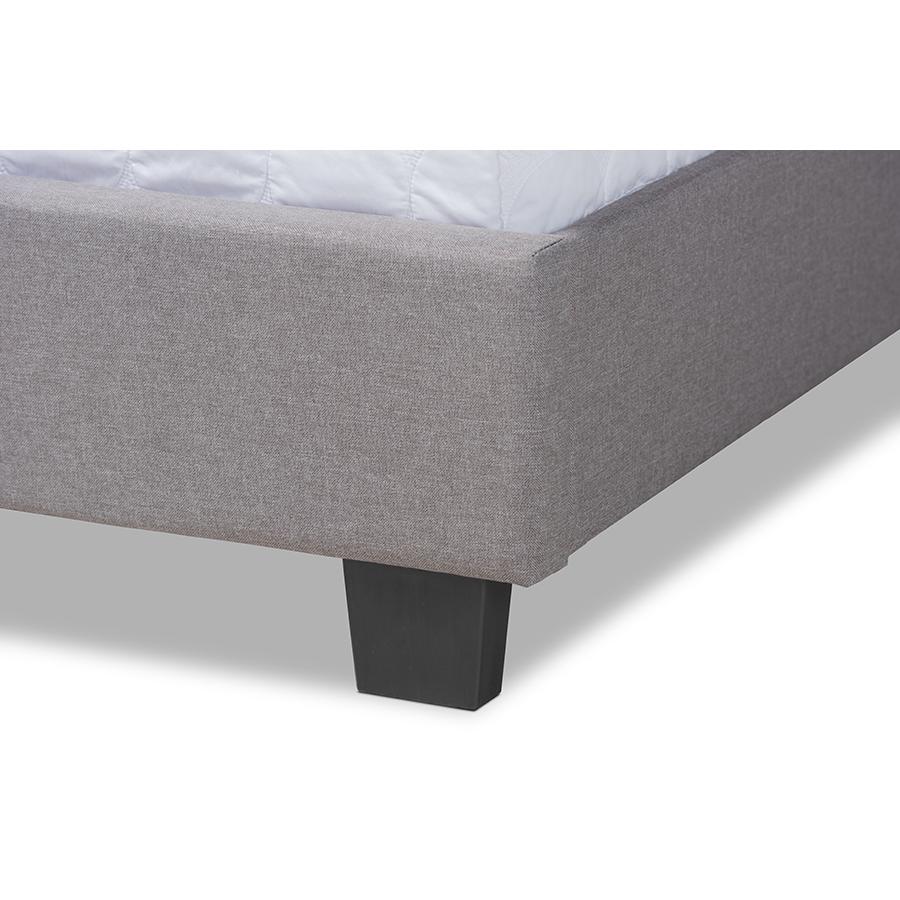 Ansa Modern and Contemporary Grey Fabric Upholstered Queen Size Bed. Picture 5