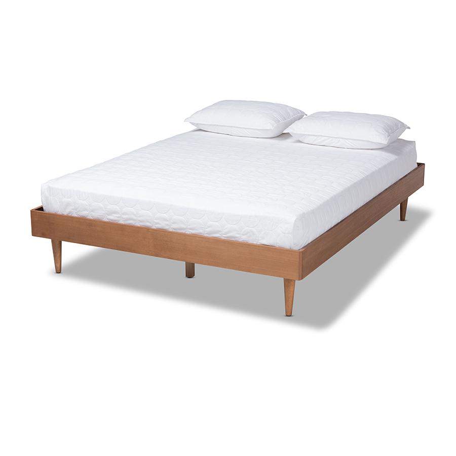 Baxton Studio Rina Mid-Century Modern Ash Wanut Finished Queen Size Wood Bed Frame. Picture 1