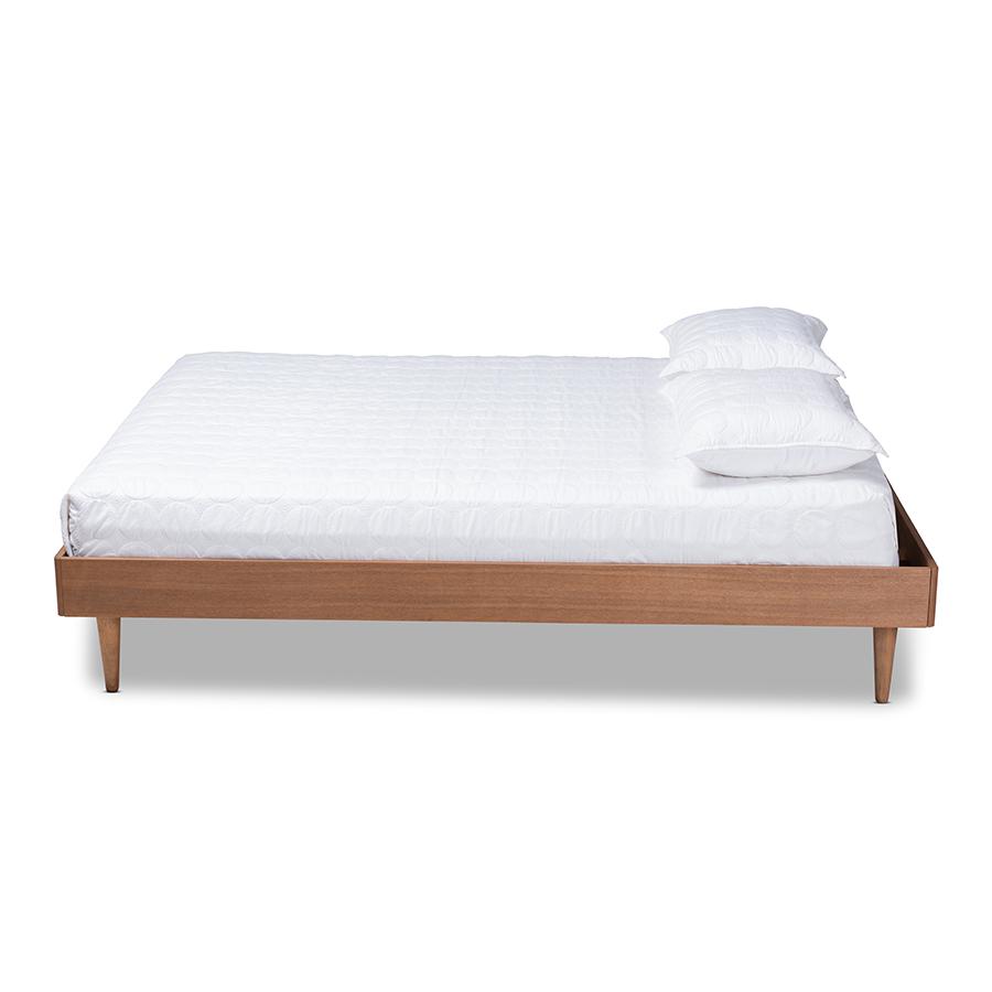 Baxton Studio Rina Mid-Century Modern Ash Wanut Finished Queen Size Wood Bed Frame. Picture 3