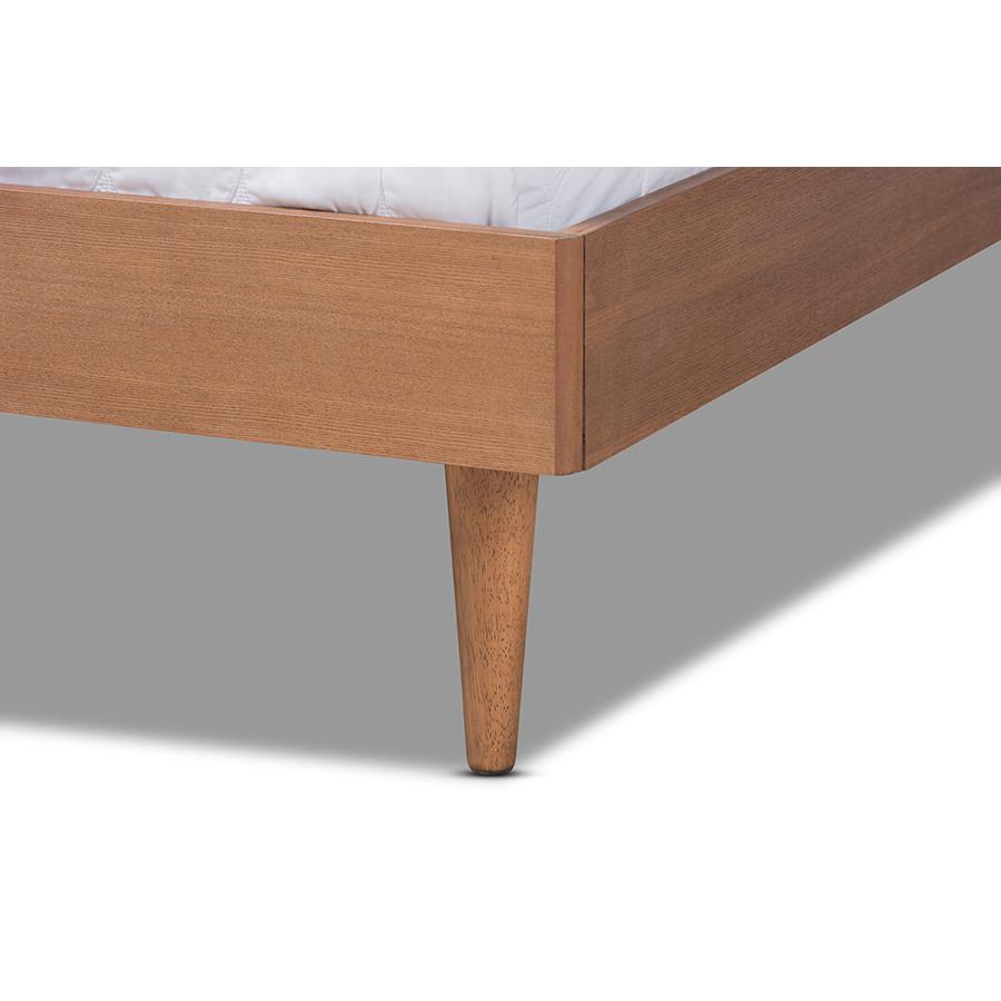 Baxton Studio Rina Mid-Century Modern Ash Wanut Finished Queen Size Wood Bed Frame. Picture 5