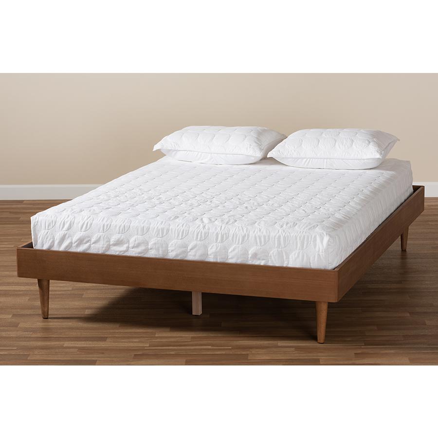Baxton Studio Rina Mid-Century Modern Ash Wanut Finished Queen Size Wood Bed Frame. Picture 7