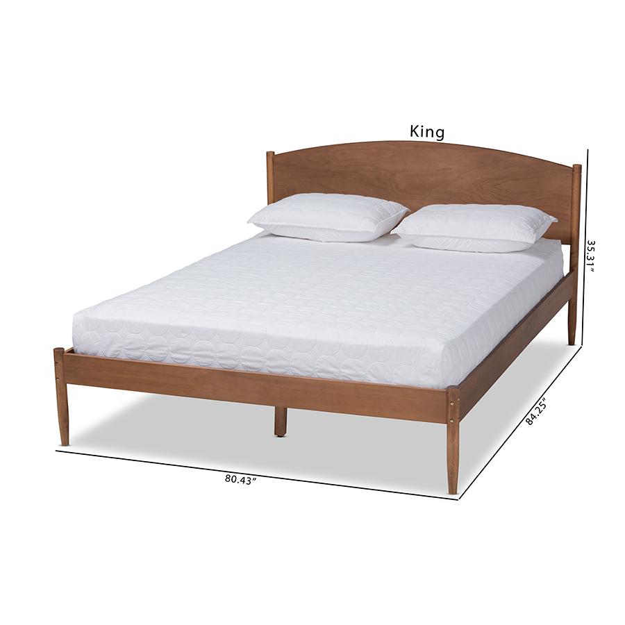 Baxton Studio Leanora Mid-Century Modern Ash Wanut Finished Queen Size Wood Platform Bed. Picture 11