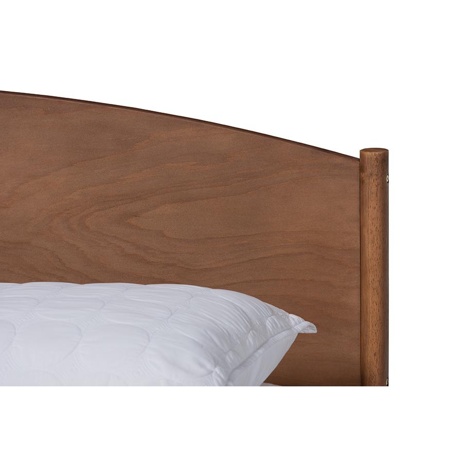 Leanora Mid-Century Modern Ash Wanut Finished Queen Size Wood Platform Bed. Picture 4