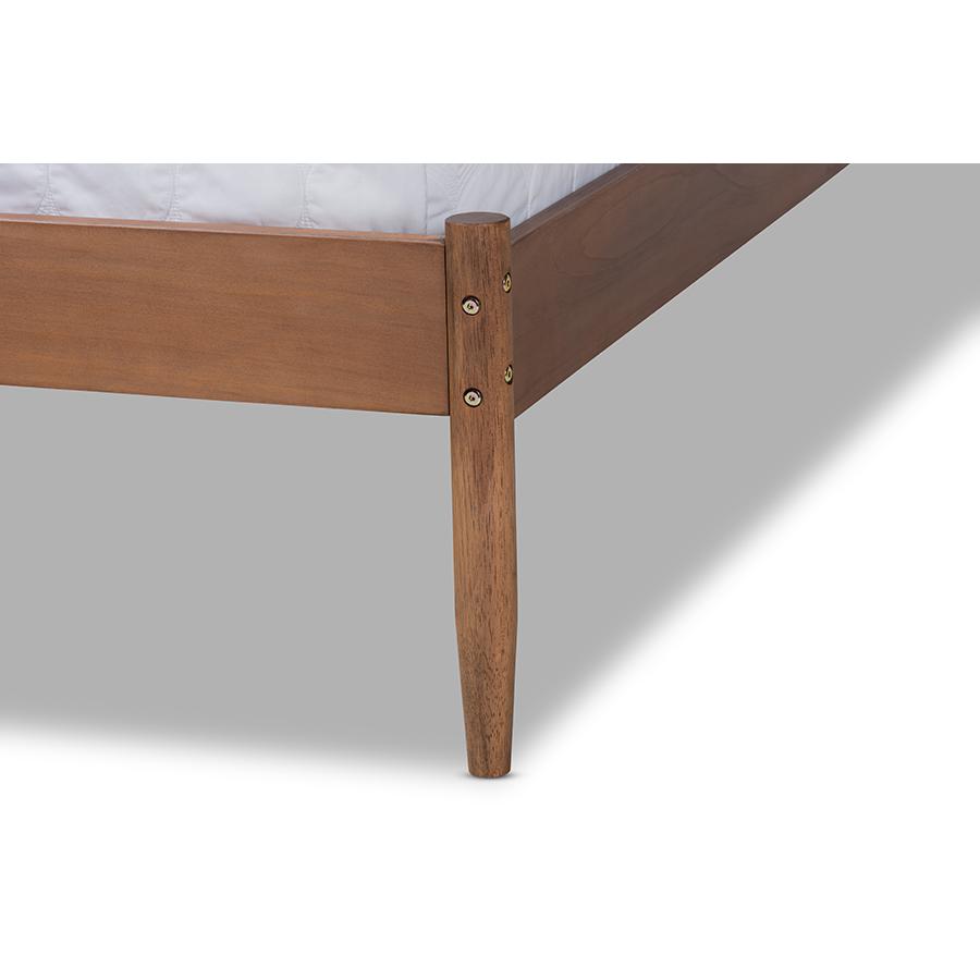 Leanora Mid-Century Modern Ash Wanut Finished Queen Size Wood Platform Bed. Picture 5