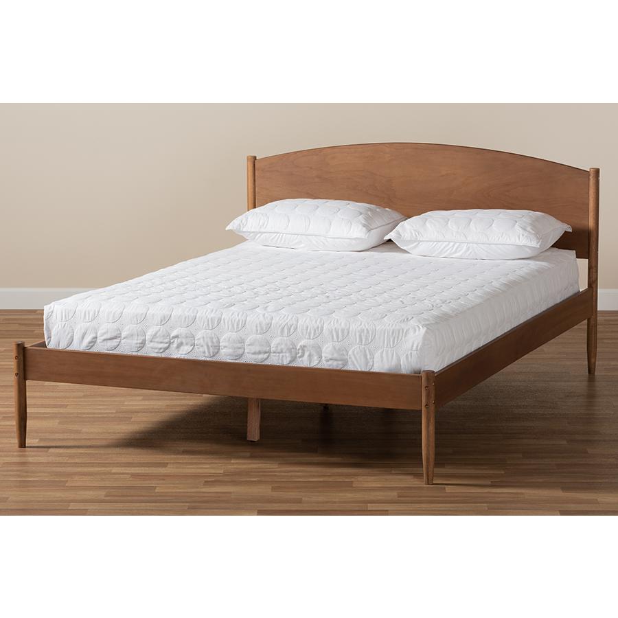 Baxton Studio Leanora Mid-Century Modern Ash Wanut Finished Queen Size Wood Platform Bed. Picture 8