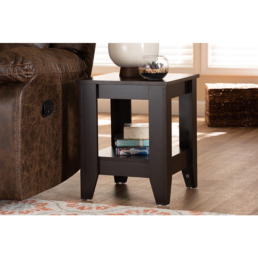 Baxton Studio Audra Modern and Contemporary Dark Brown Finished Wood End Table. Picture 13