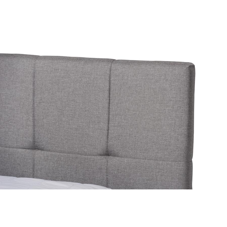Baxton Studio Netti Light Grey Fabric Upholstered 2-Drawer King Size Platform Storage Bed. Picture 6