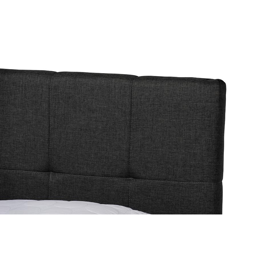 Netti Dark Grey Fabric Upholstered 2-Drawer King Size Platform Storage Bed. Picture 6