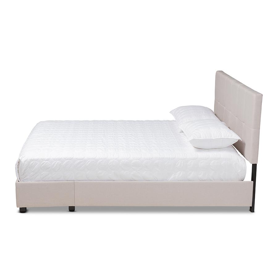 Baxton Studio Netti Beige Fabric Upholstered 2-Drawer King Size Platform Storage Bed. Picture 3