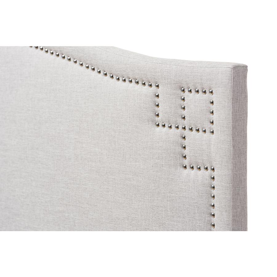 Grayish Beige Fabric Upholstered Queen Size Headboard. Picture 3