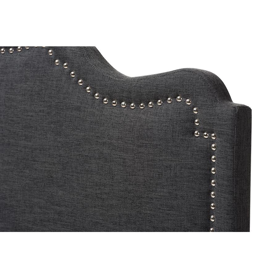 Nadeen Modern and Contemporary Dark Grey Fabric Queen Size Headboard. Picture 3