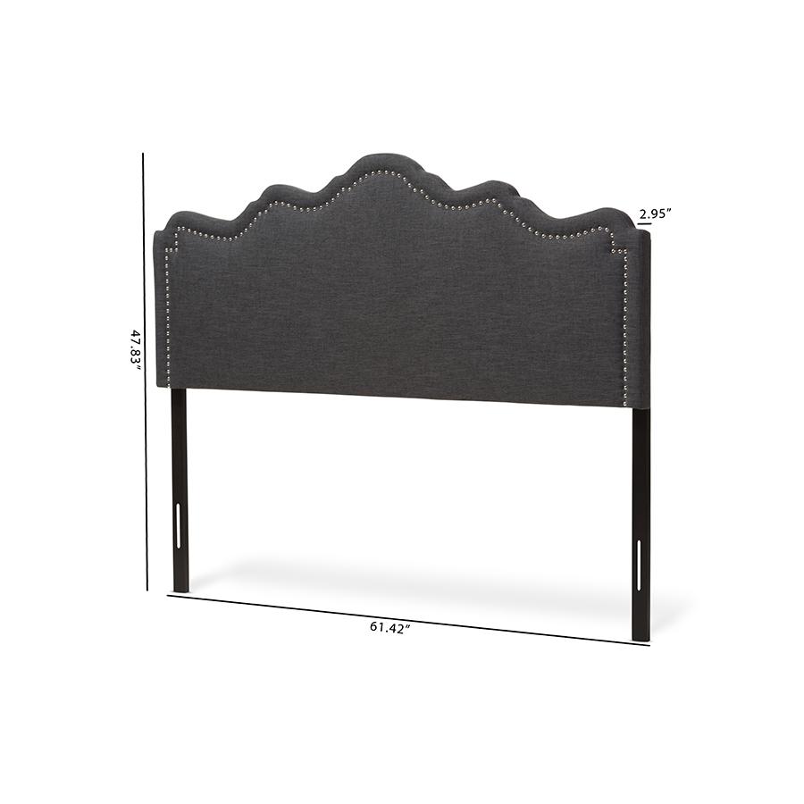 Nadeen Modern and Contemporary Dark Grey Fabric Queen Size Headboard. Picture 6