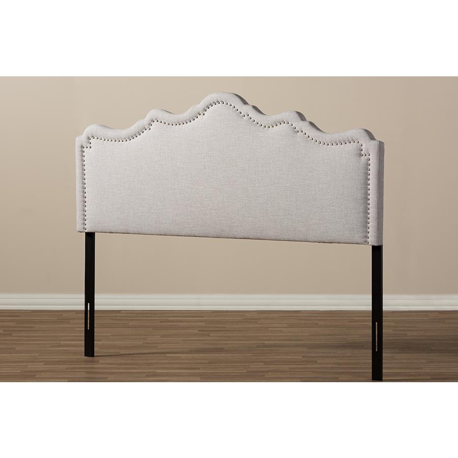 Nadeen Modern and Contemporary Greyish Beige Fabric Queen Size Headboard. Picture 5