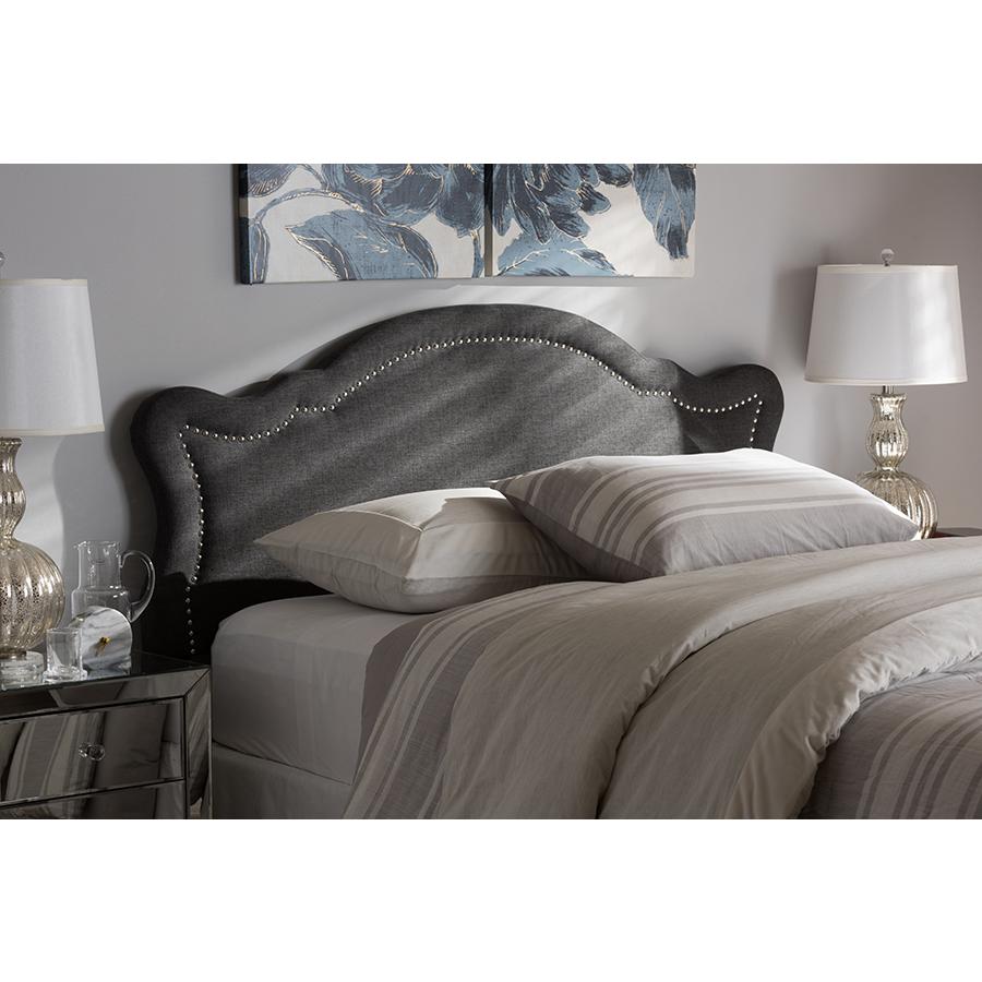 Avery Modern and Contemporary Dark Grey Fabric Queen Size Headboard. Picture 13