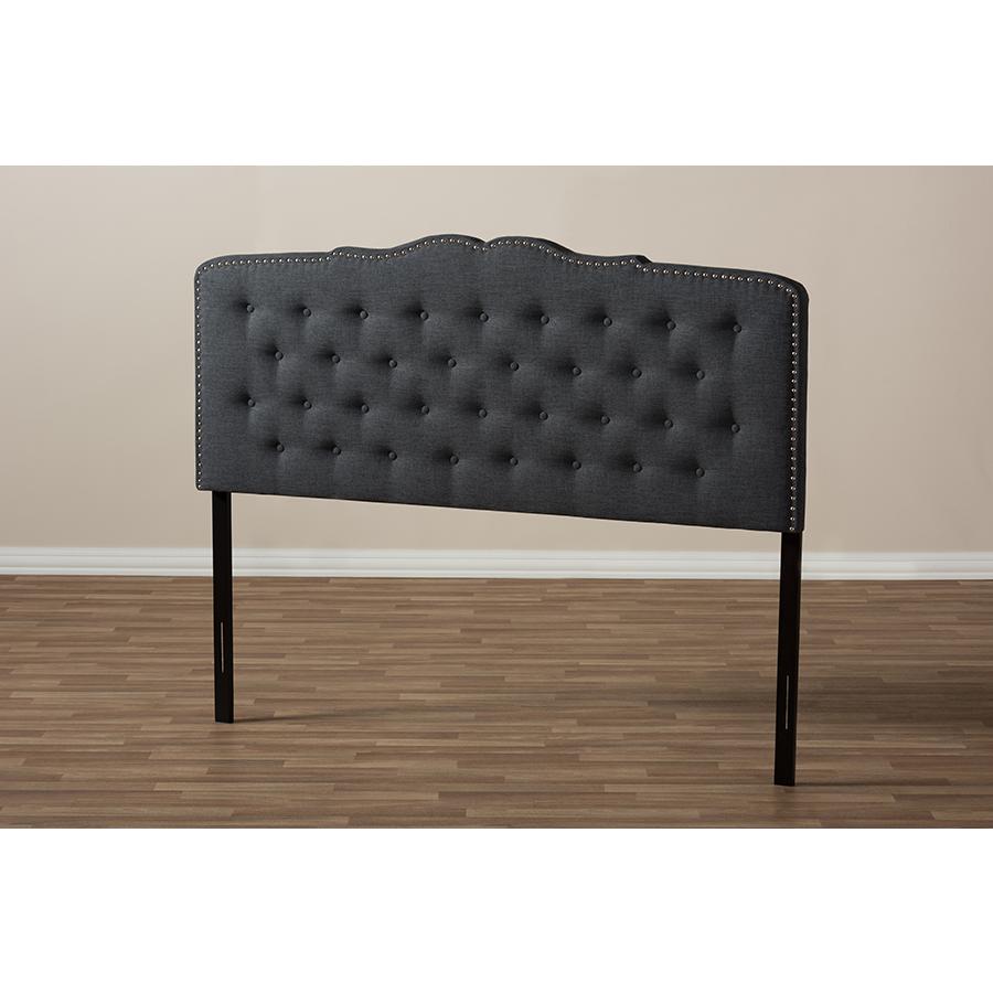 Baxton Studio Lucy Modern and Contemporary Dark Grey Fabric King Size Headboard. Picture 5