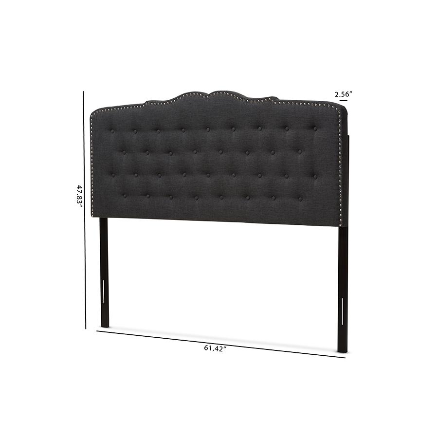 Baxton Studio Lucy Modern and Contemporary Dark Grey Fabric King Size Headboard. Picture 6