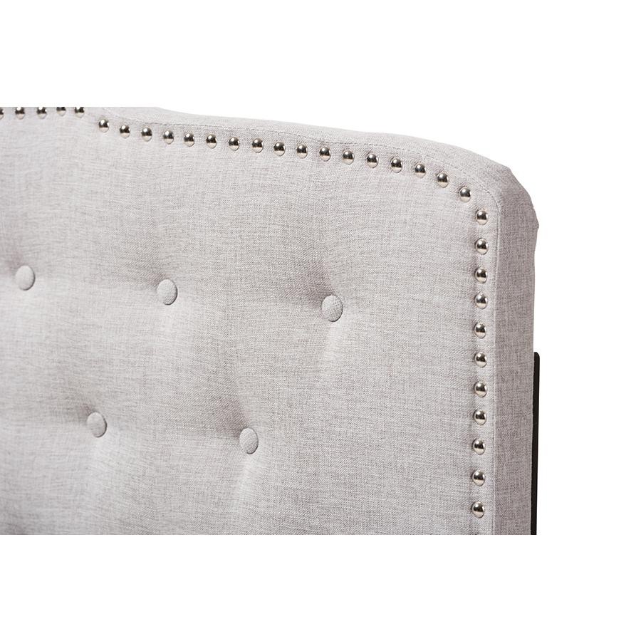 Lucy Modern and Contemporary Greyish Beige Fabric Queen Size Headboard. Picture 3