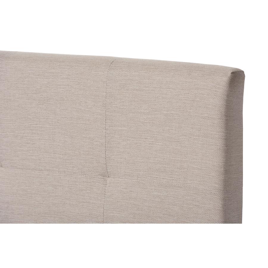 Beige Fabric Upholstered Grid-tufting Queen Size Bed. Picture 3