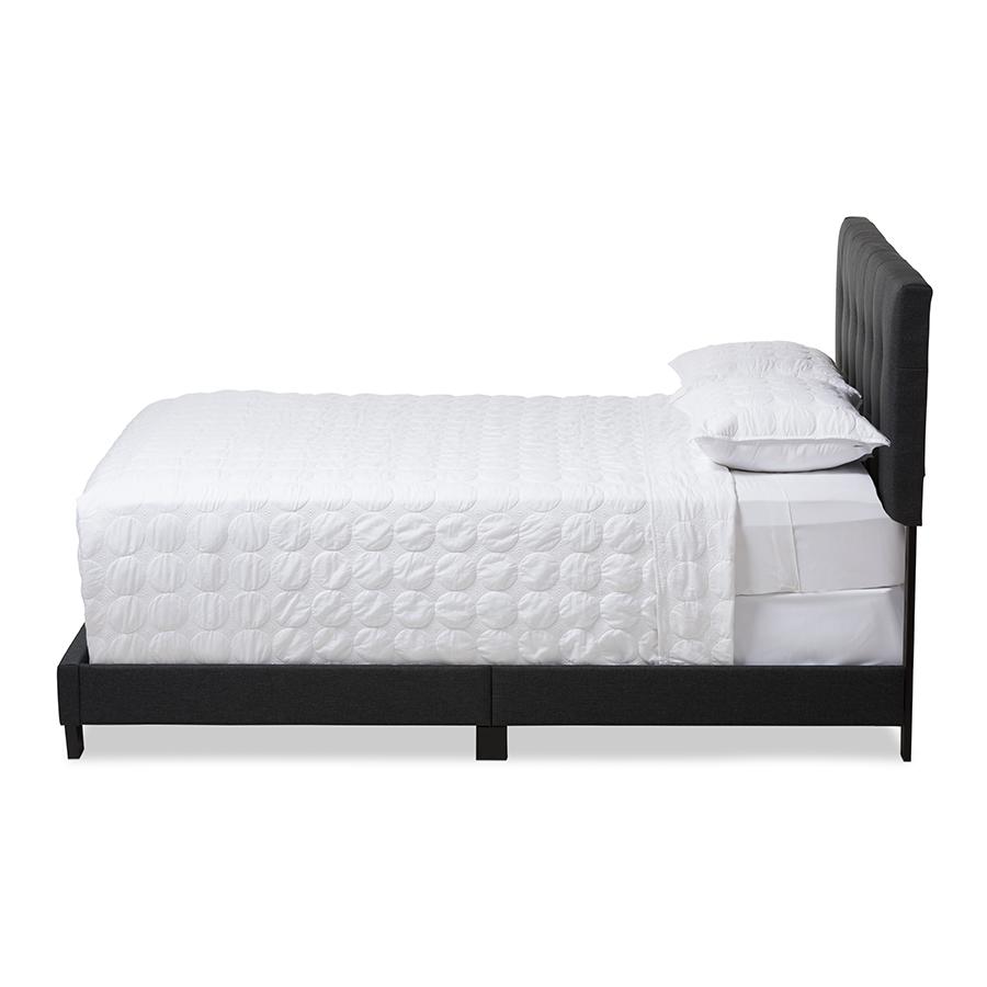 Brookfield Modern and Contemporary Charcoal Grey Fabric Queen Size Bed. Picture 2