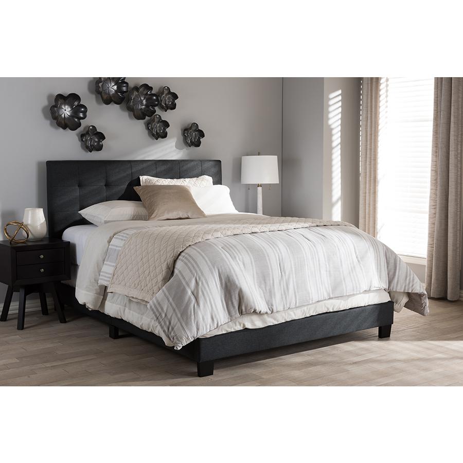 Brookfield Modern and Contemporary Charcoal Grey Fabric Full Size Bed. Picture 17