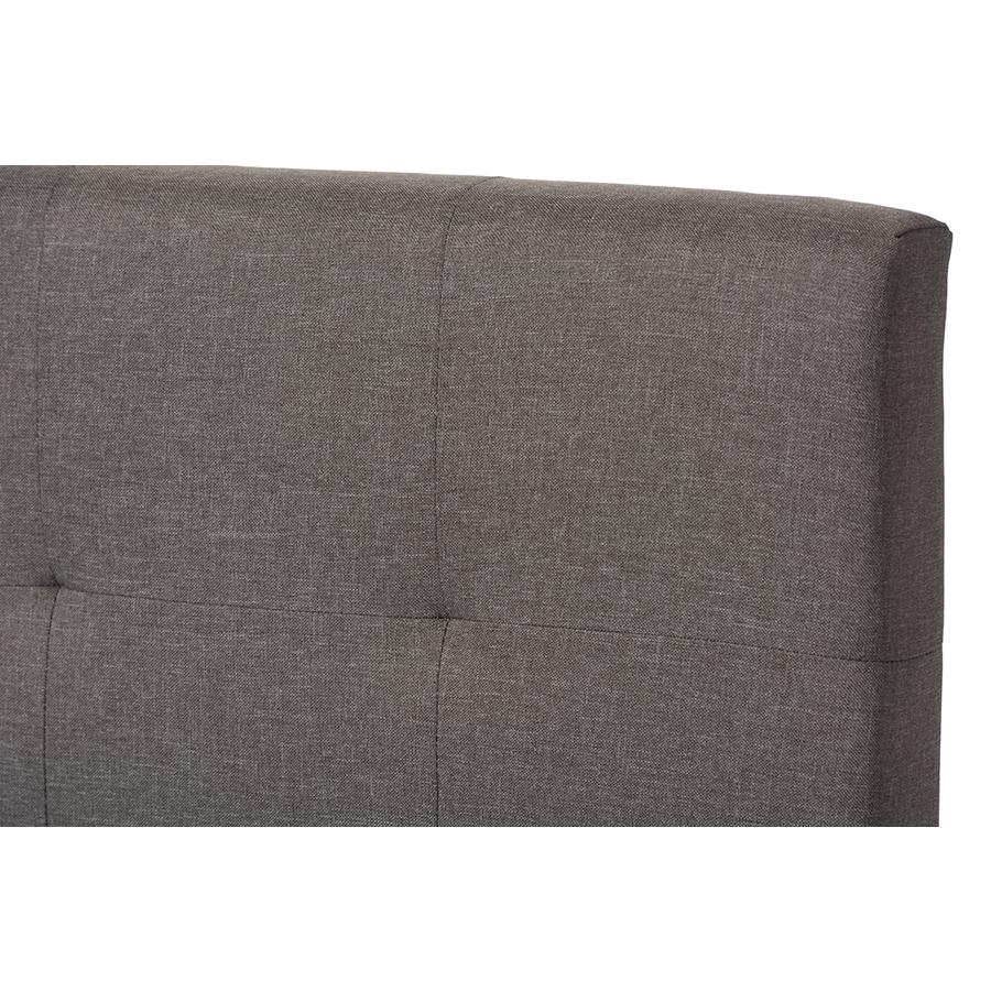 Grey Fabric Upholstered Grid-tufting Queen Size Bed. Picture 3