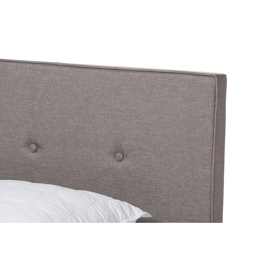 Hampton Modern and Contemporary Light Grey Fabric Upholstered Queen Size Bed. Picture 4