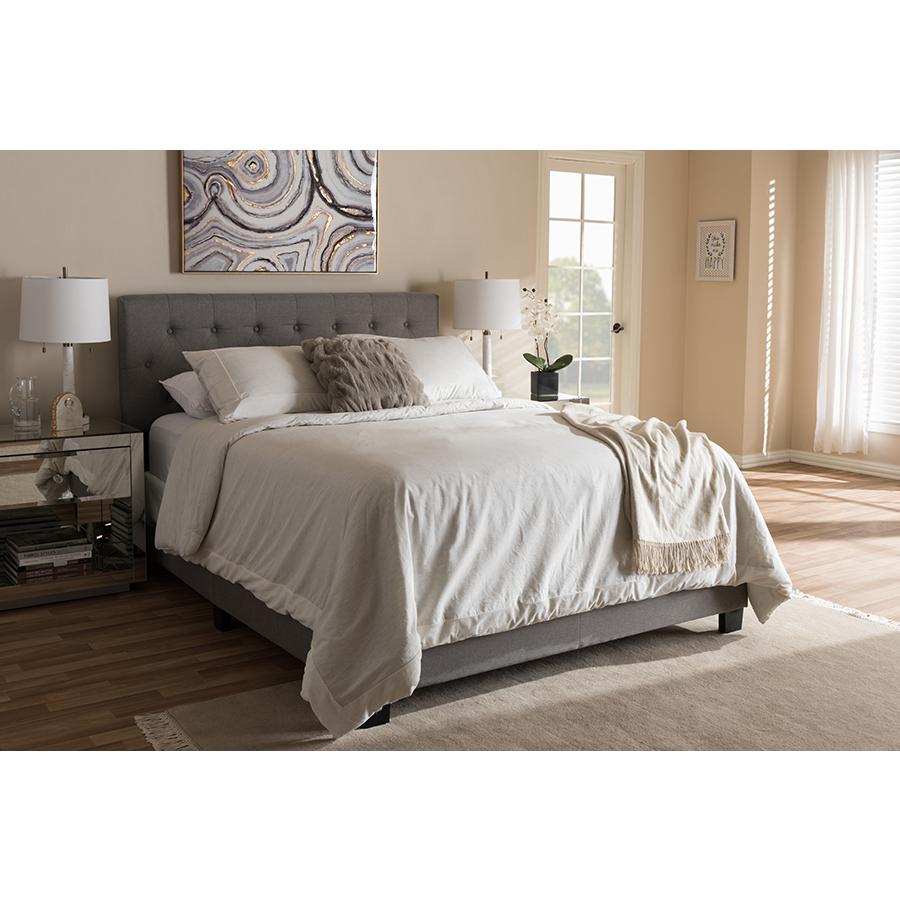 Cassandra Modern and Contemporary Light Grey Fabric Upholstered Full Size Bed. Picture 17