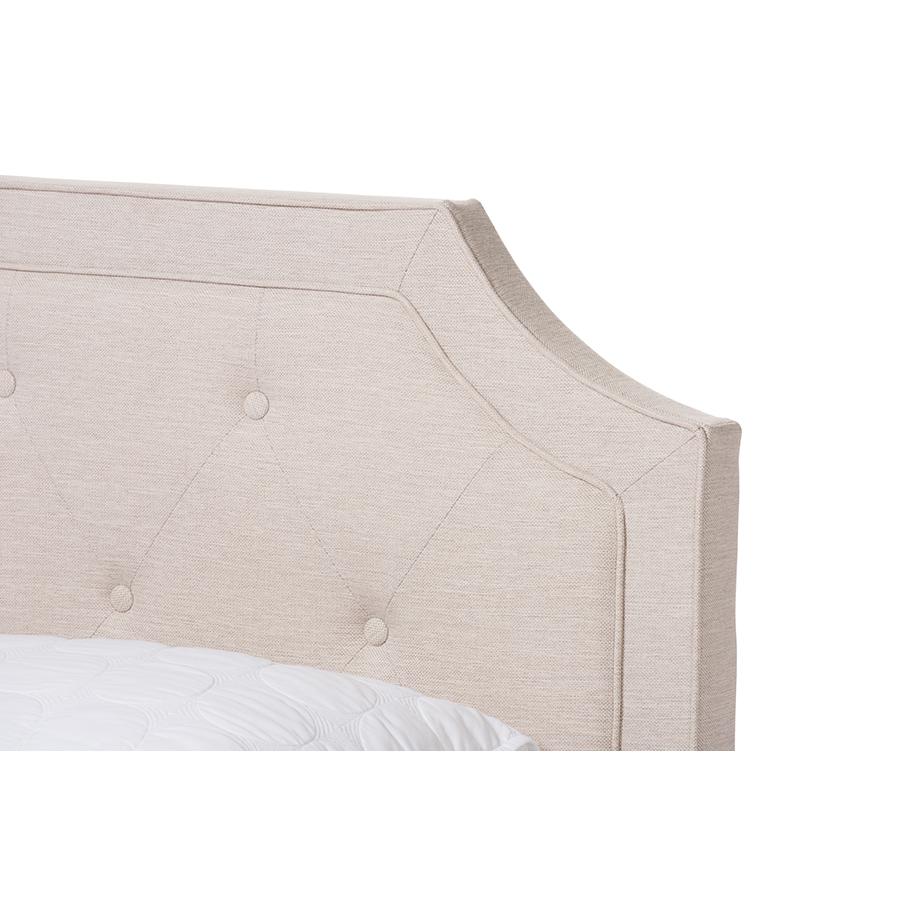 Willis Modern and Contemporary Light Beige Fabric Upholstered Queen Size Bed. Picture 4