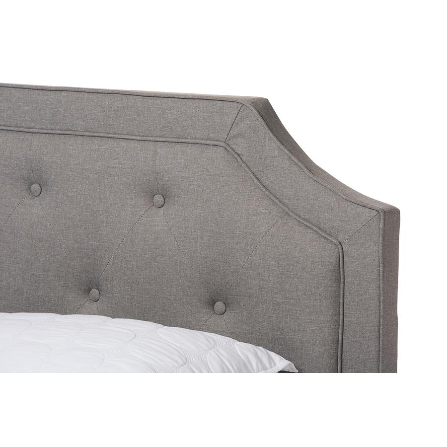 Willis Modern and Contemporary Light Grey Fabric Upholstered Queen Size Bed. Picture 4