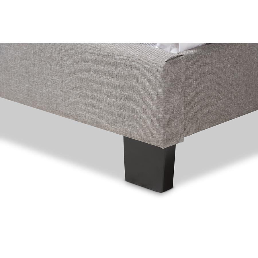 Willis Modern and Contemporary Light Grey Fabric Upholstered Queen Size Bed. Picture 5