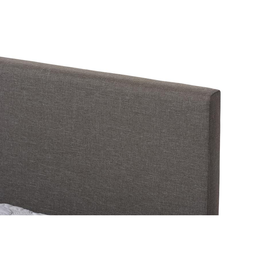 Grey Fabric Upholstered Panel-Stitched Queen Size Platform Bed. Picture 4