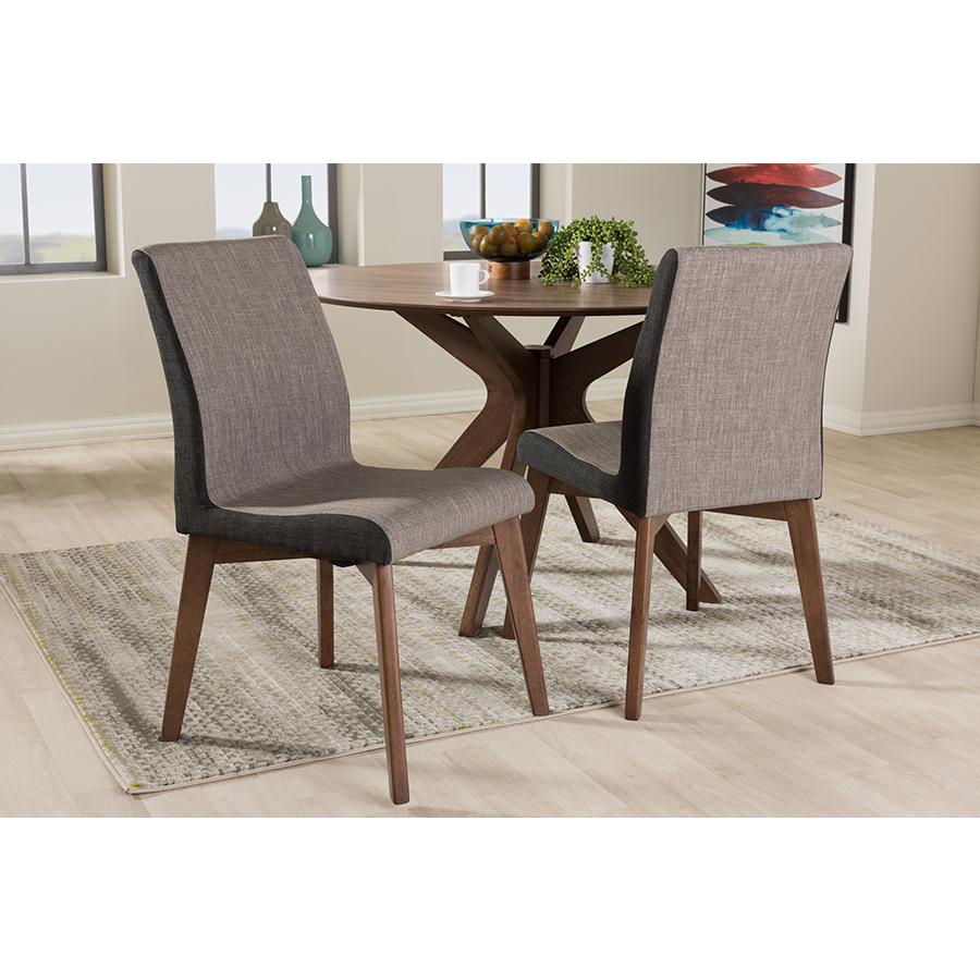Kimberly Mid-Century Modern Beige and Brown Fabric Dining Chair (Set of 2). Picture 17