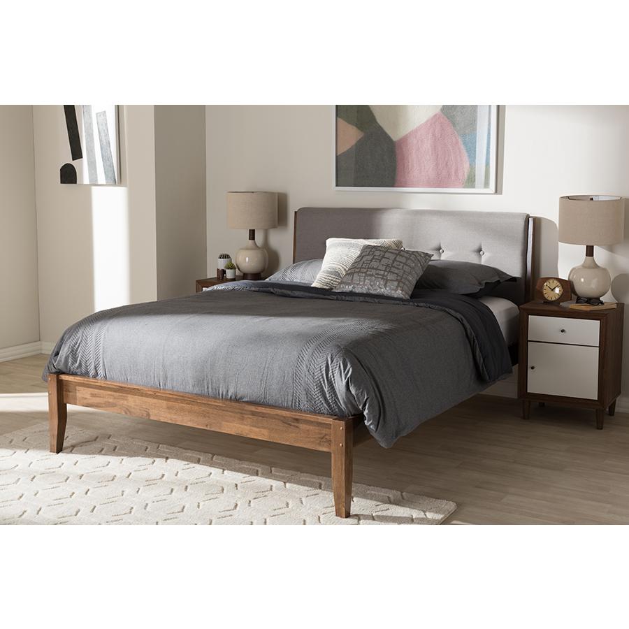 Medium Brown Finish Wood Queen Size Platform Bed. Picture 17