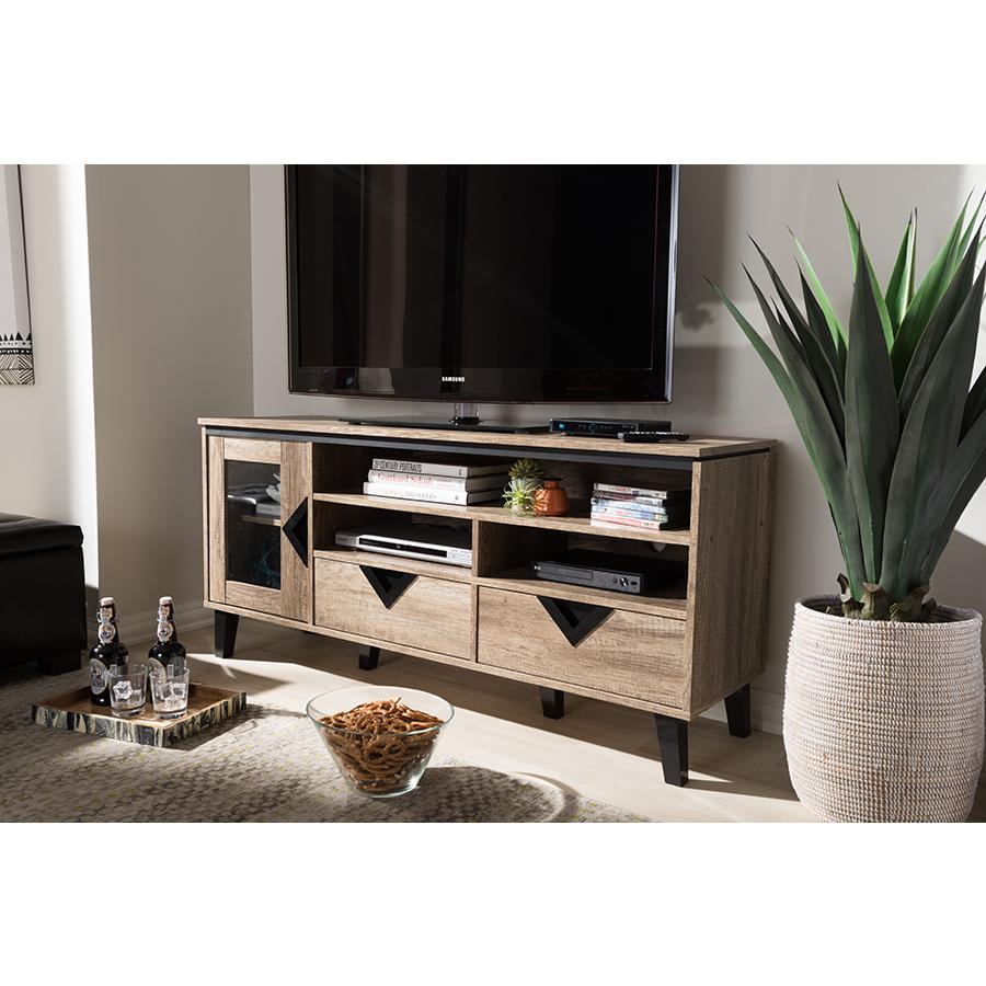 Baxton Studio Cardiff Modern and Contemporary Light Brown Wood 55-Inch TV Stand. Picture 15
