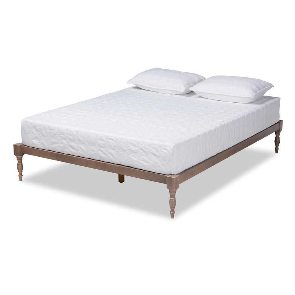 Baxton Studio Iseline Modern and Contemporary Antique Oak Finished Wood Queen Size Platform Bed Frame. Picture 11