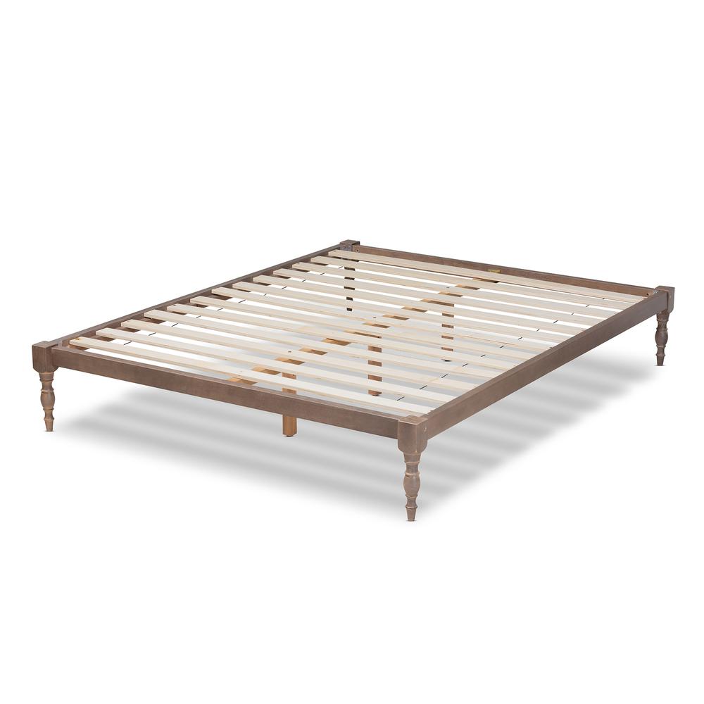 Baxton Studio Iseline Modern and Contemporary Antique Oak Finished Wood Queen Size Platform Bed Frame. Picture 13