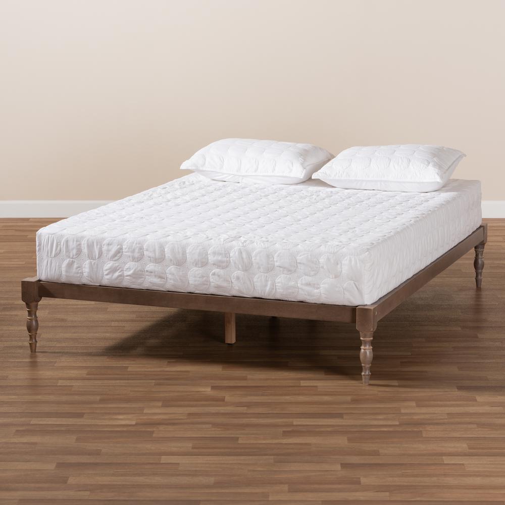 Baxton Studio Iseline Modern and Contemporary Antique Oak Finished Wood Queen Size Platform Bed Frame. Picture 16