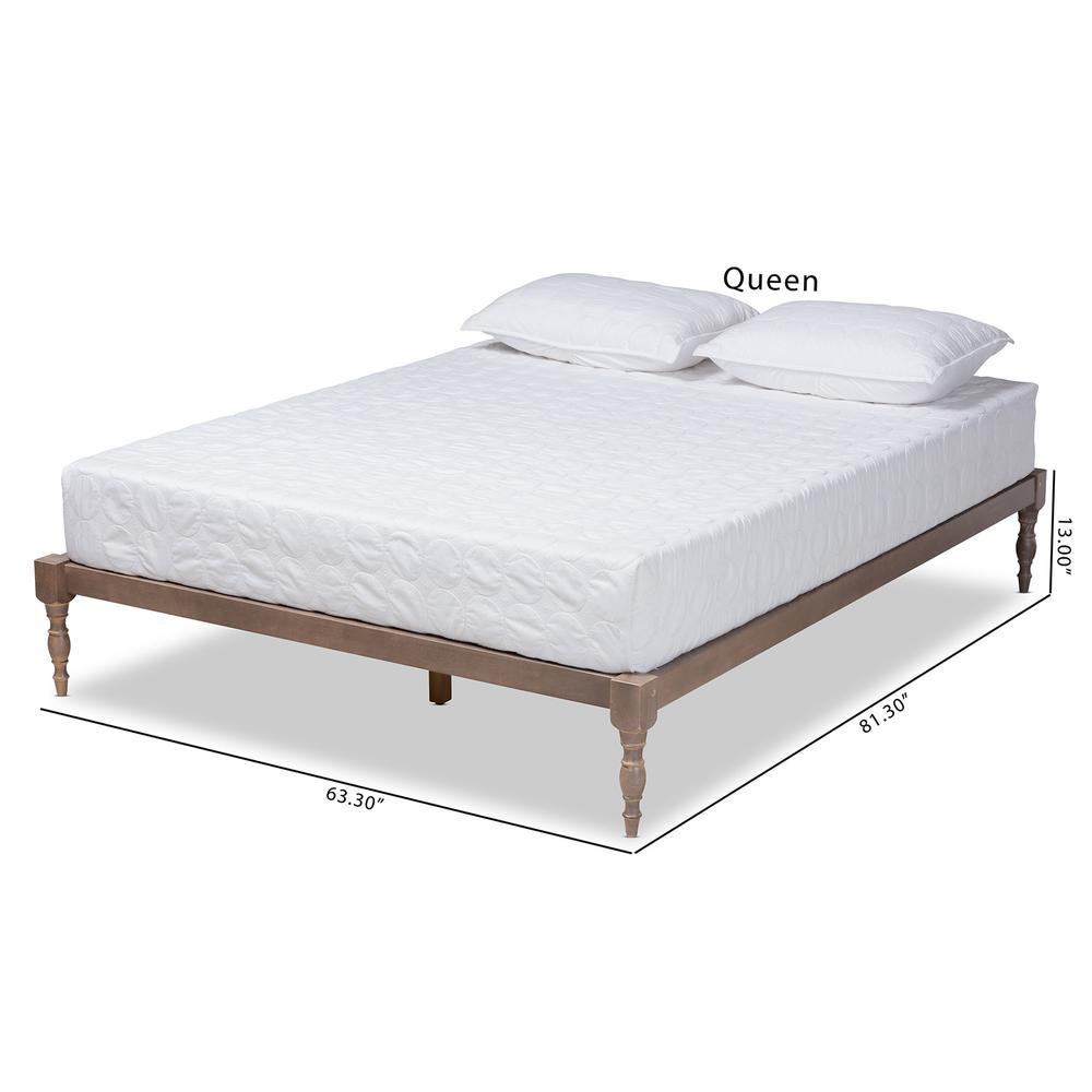 Baxton Studio Iseline Modern and Contemporary Antique Oak Finished Wood Queen Size Platform Bed Frame. Picture 18