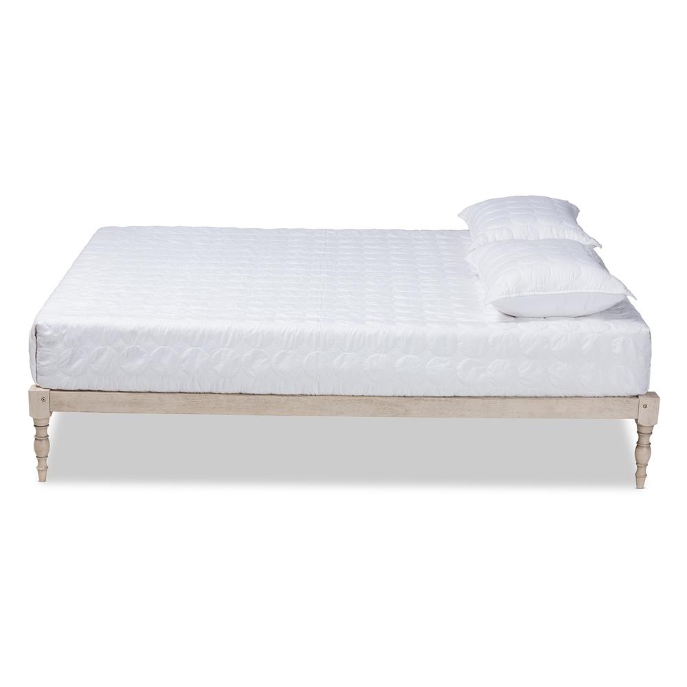 Baxton Studio Iseline Modern and Contemporary Antique White Finished Wood Queen Size Platform Bed Frame. Picture 12