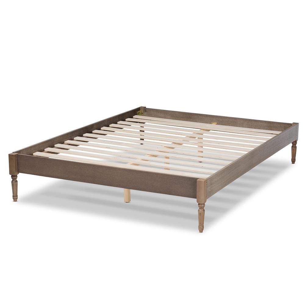 Baxton Studio Colette French Bohemian Weathered Grey Oak Finished Wood Queen Size Platform Bed Frame. Picture 13