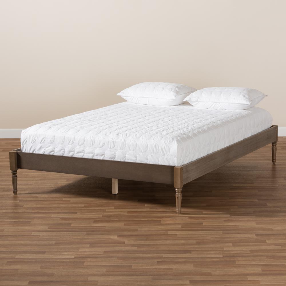 Baxton Studio Colette French Bohemian Weathered Grey Oak Finished Wood Queen Size Platform Bed Frame. Picture 16