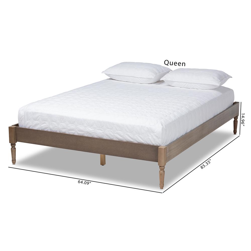 Baxton Studio Colette French Bohemian Weathered Grey Oak Finished Wood Queen Size Platform Bed Frame. Picture 18
