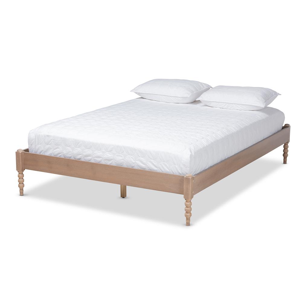 Baxton Studio Cielle French Bohemian Antique Oak Finished Wood Queen Size Platform Bed Frame. Picture 11