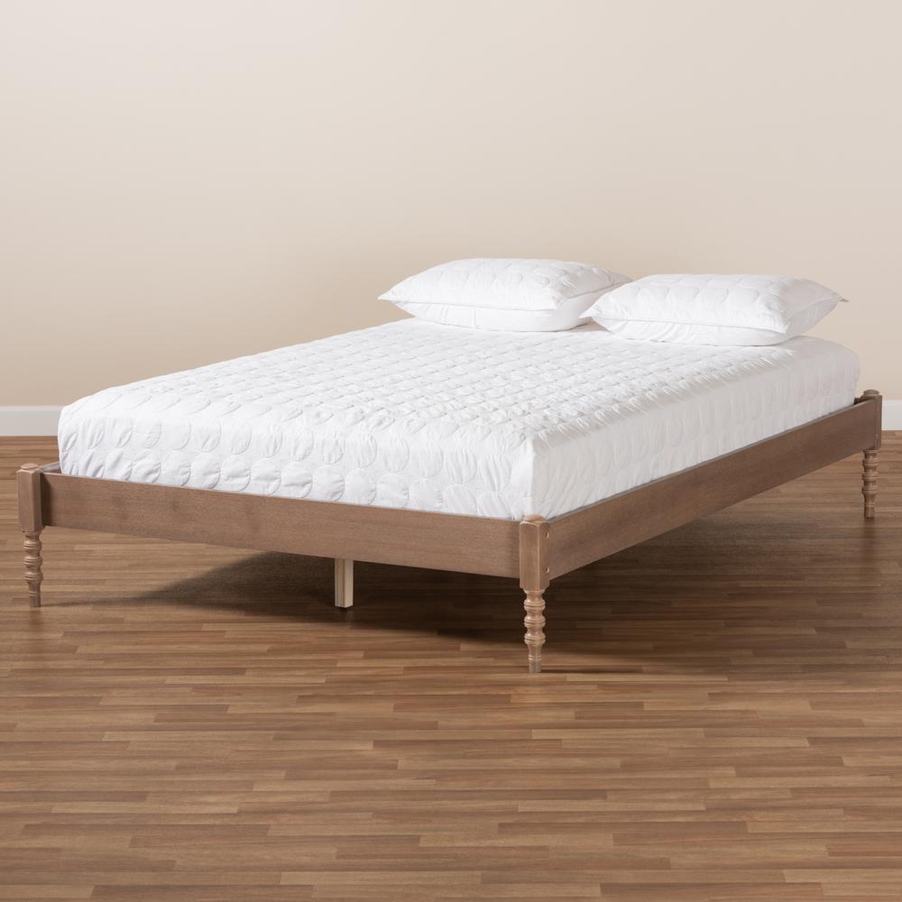 Baxton Studio Cielle French Bohemian Antique Oak Finished Wood Queen Size Platform Bed Frame. Picture 16